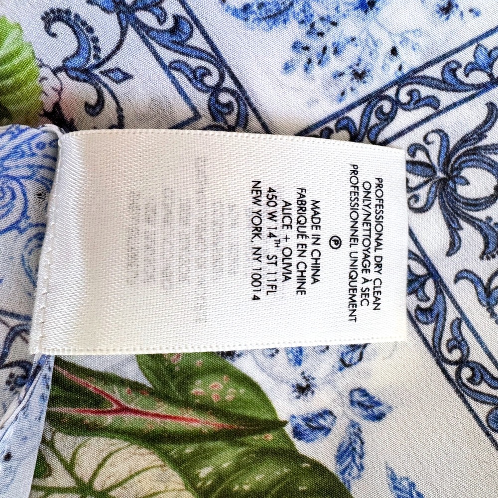 Alice + Olivia Willa Silk Puff Sleeve Blouse Fruit Market - Picture 14 of 16